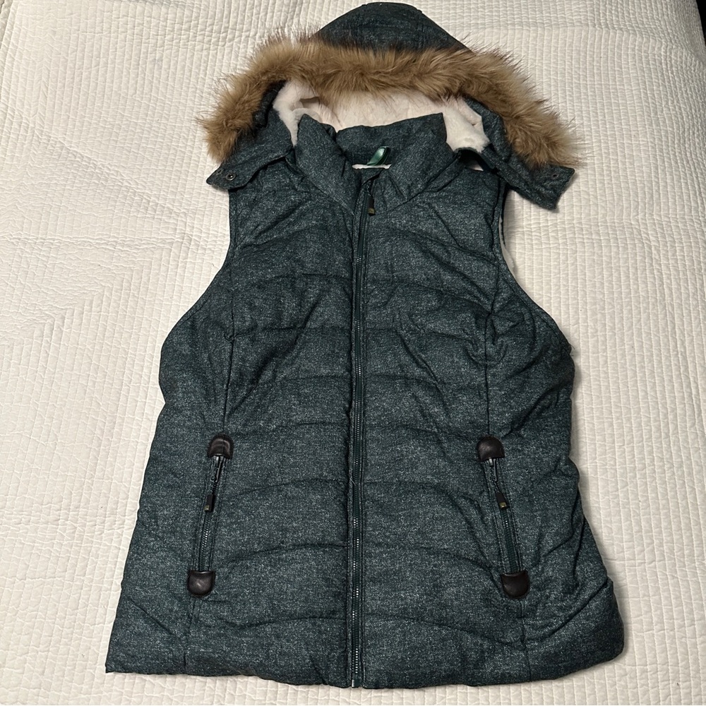 ❤️ GreenTea Green Faux Fur Removable Hooded Jacket
